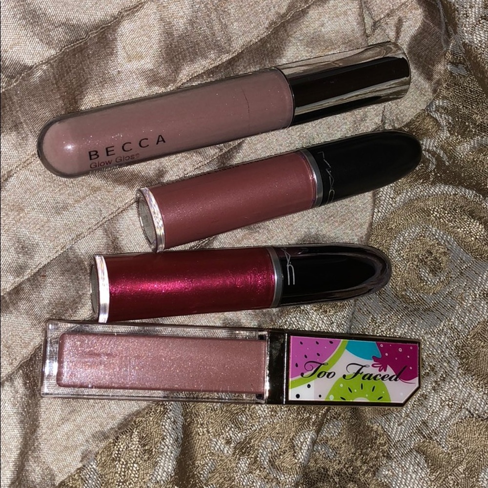 Mac, Becca and too faced lip glosses